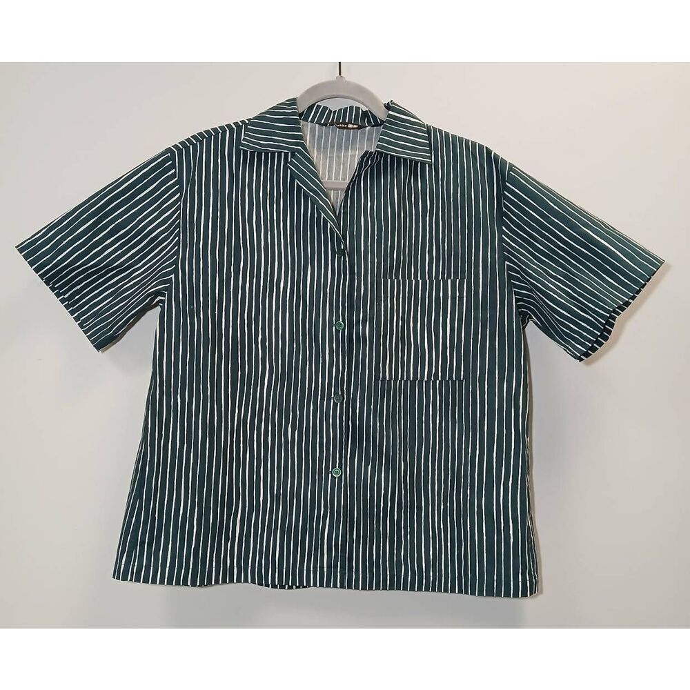 Marimekko womens uniqlo womens medium poplin linen shirt white stripe lot of 2 - Picture 6 of 11